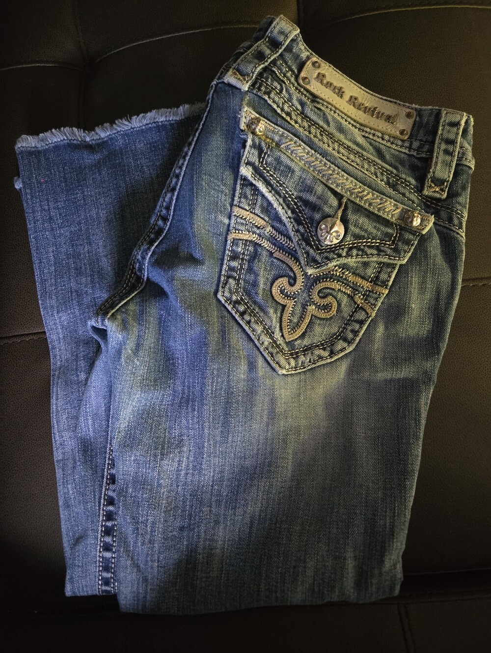 Rock Revival Women's Distressed Gwen Capri with Embroidered Pockets